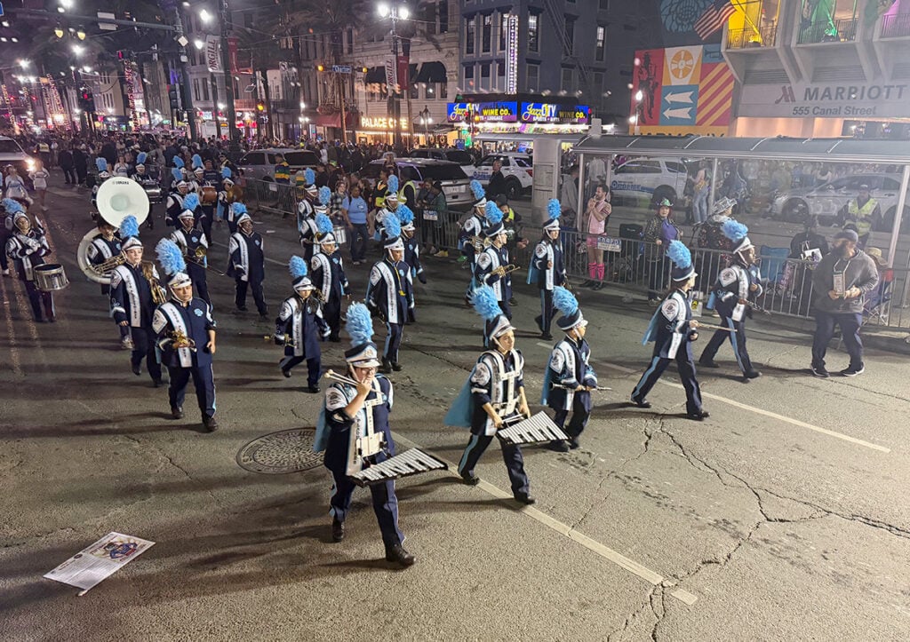 Marching band at Mardi Gras along Canal Street
