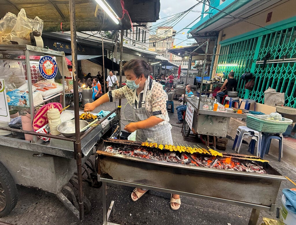 Satays being barbecued