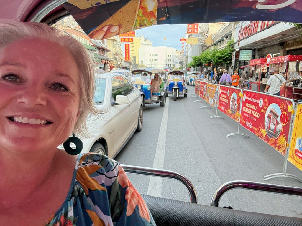 Megan in tuk tuk in Bangkok