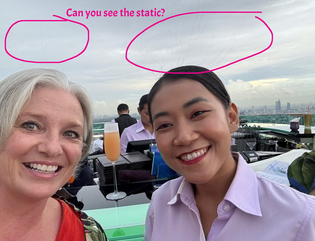 Static in our hair 64 floors up