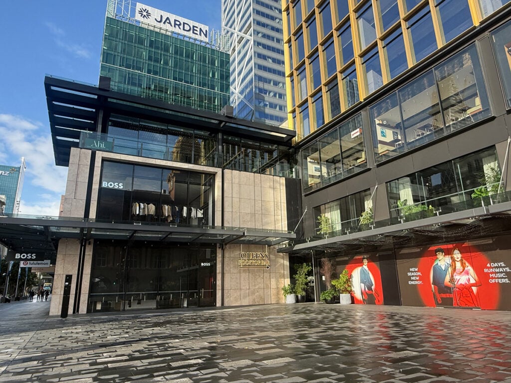 Commercial Bay building with both Ahi and the entrance to Queens Rooftop bar