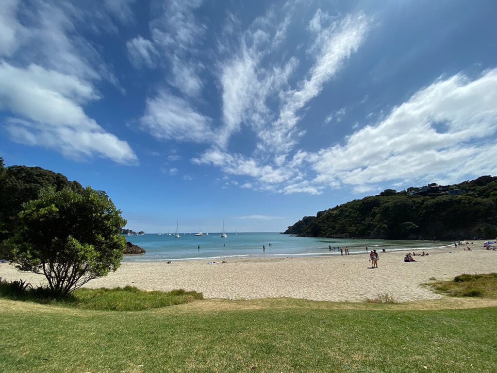 Little Oneroa Beach on Waiheke Beach is my favourite spot to sit with a coffee and people watch
