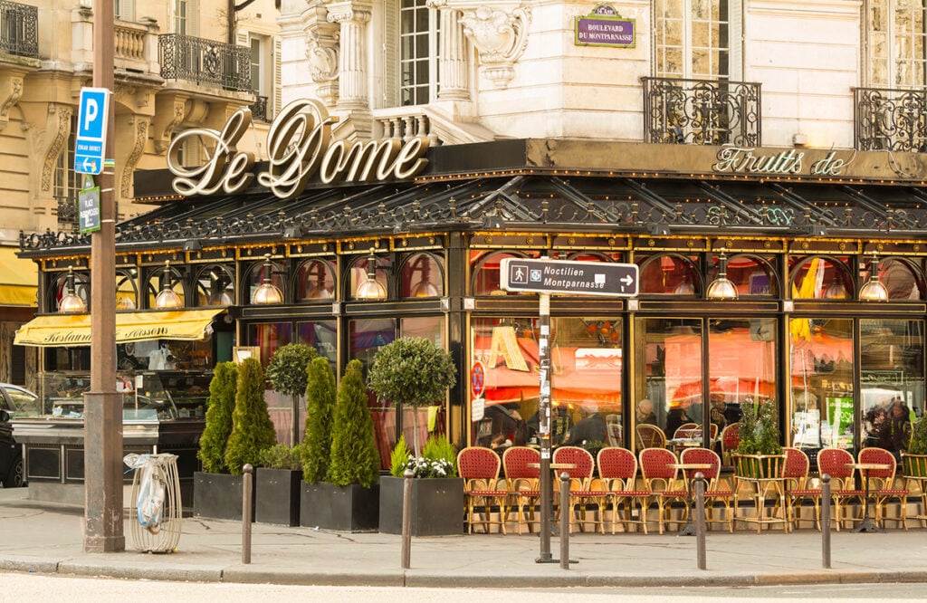 Chairs outside Le Dôme in Montparnasse restaurant