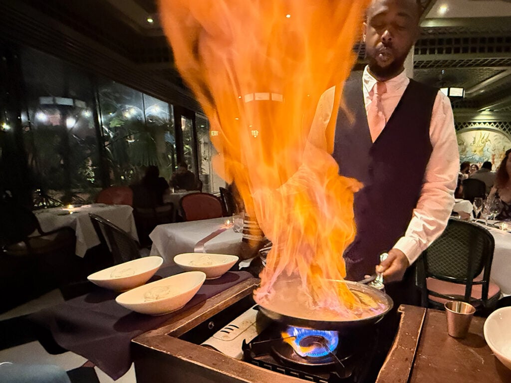 Flambé bananas tableside at Brennans