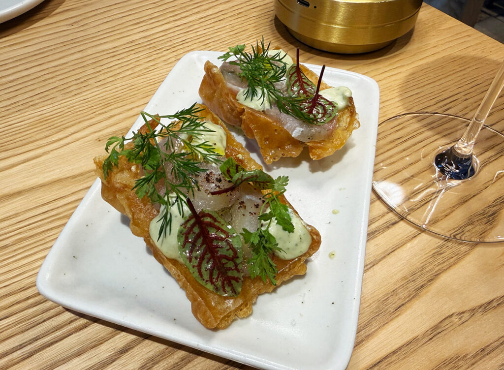My fancy fish and chip nibble at The Lodge, by Rodd and Gunn downtown Auckland