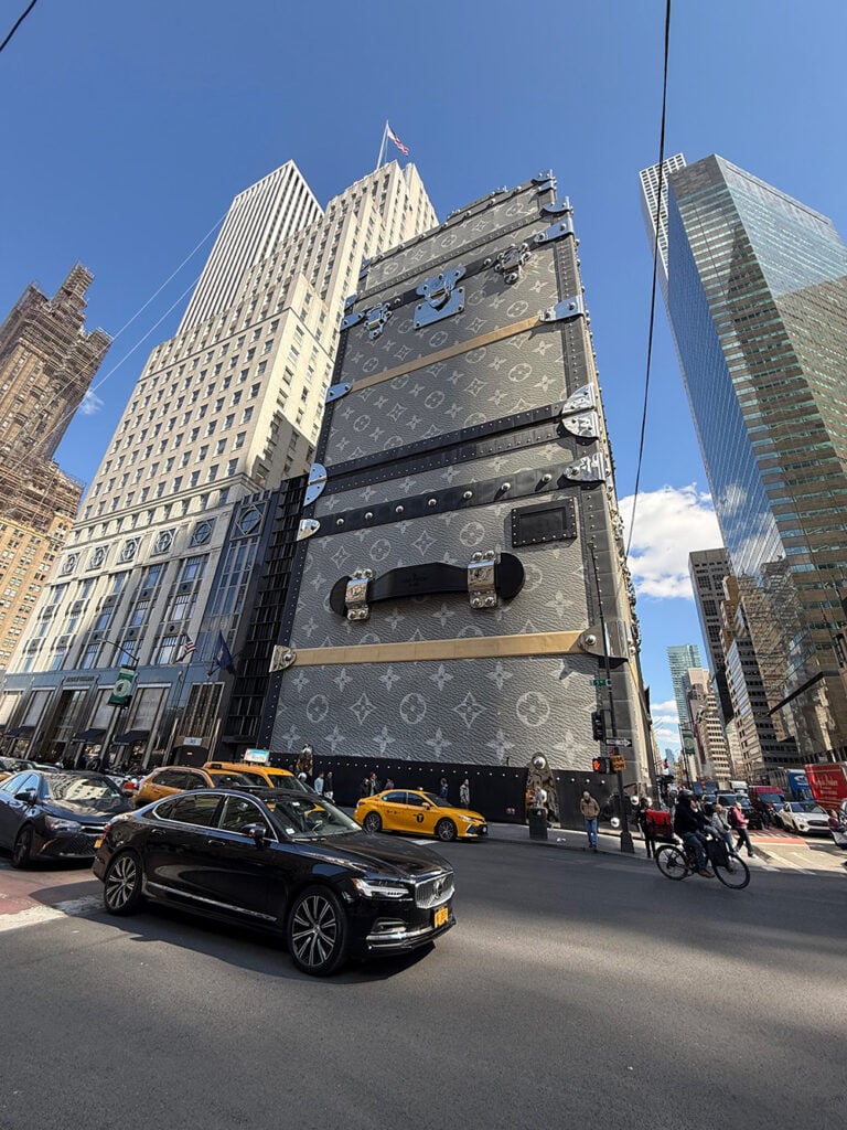 Louis Vuitton store, looking like a suitcase, on 5th avenue New York
