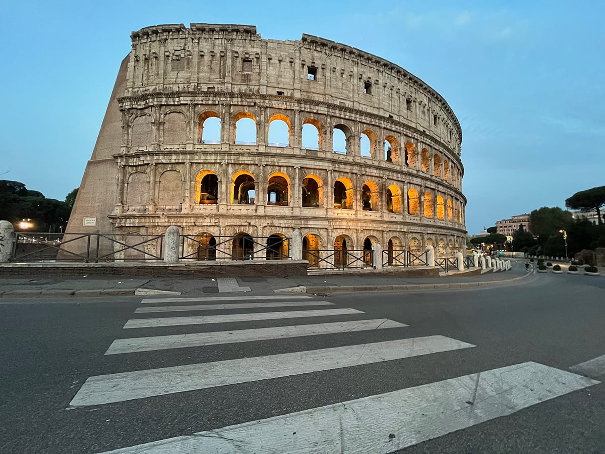 The Colosseum at dawn with no one around