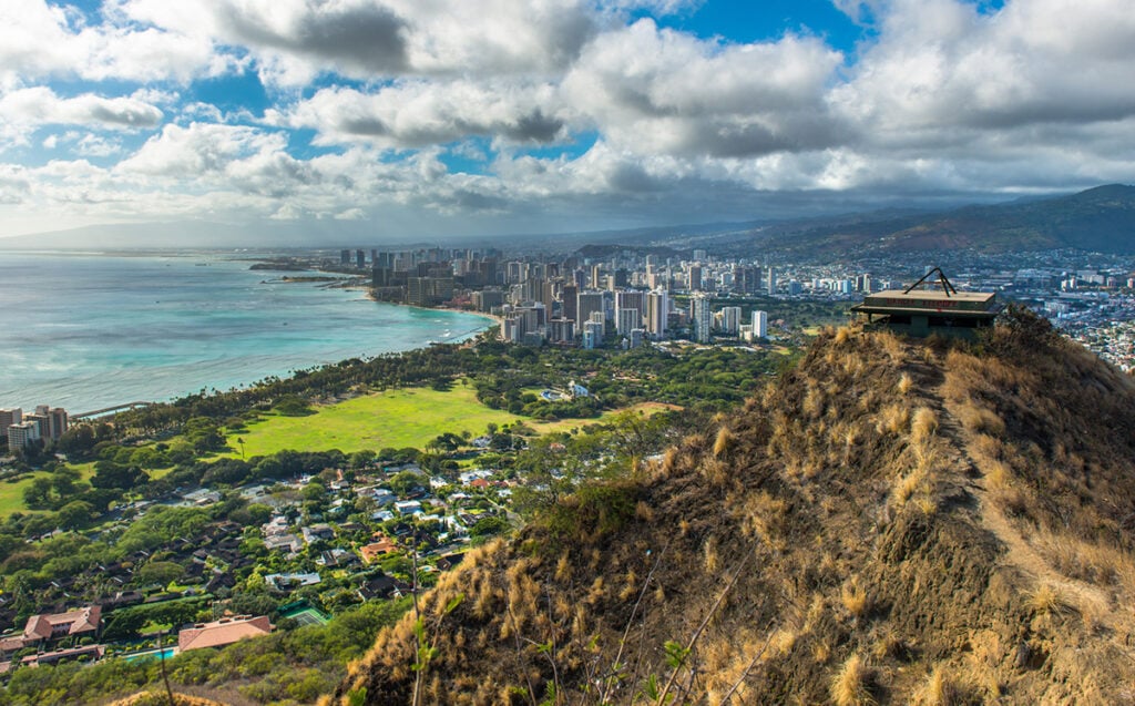 Views from the top of Diamond Head across Waikiki