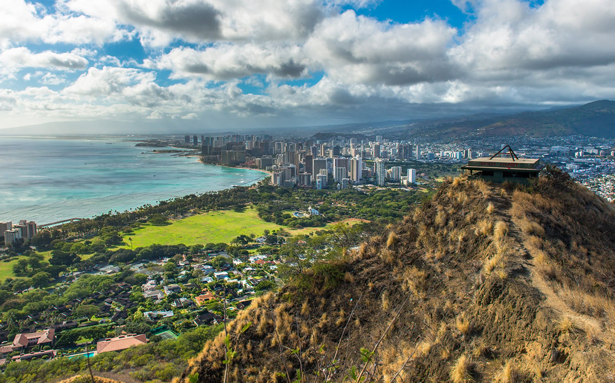 Views from the top of Diamond Head across Waikiki