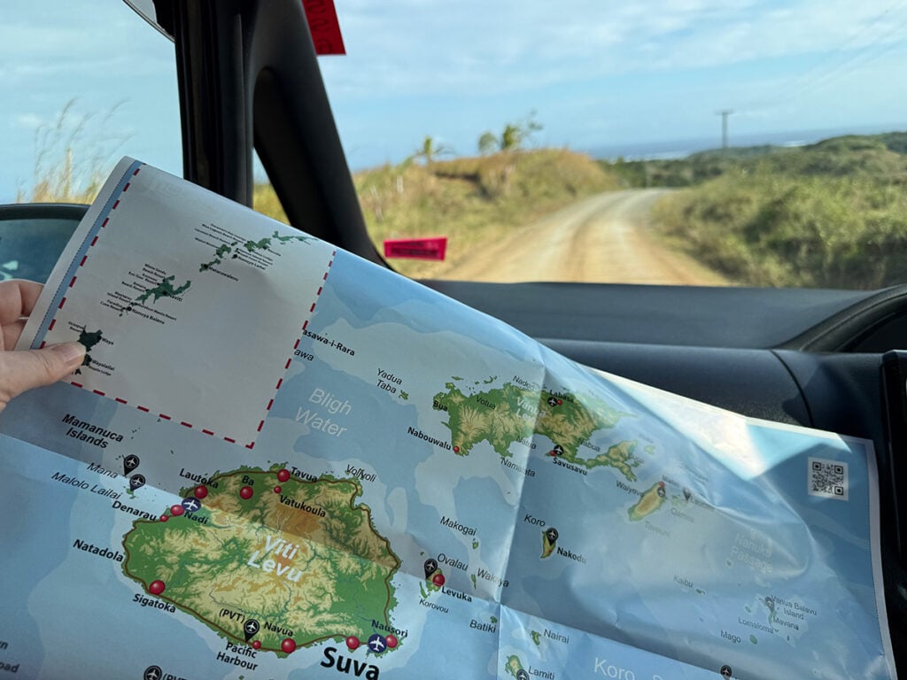 Holding map in car 