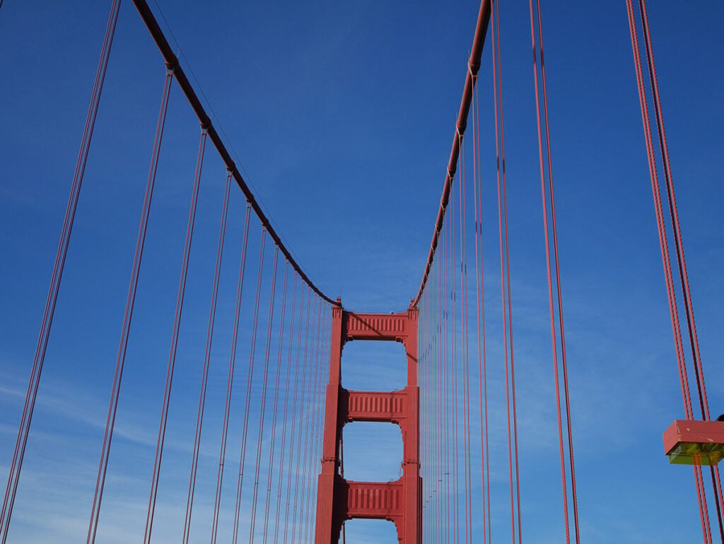 My pic of the top of the Golden Gate bridge from the rooftop of the hop on hop off bus