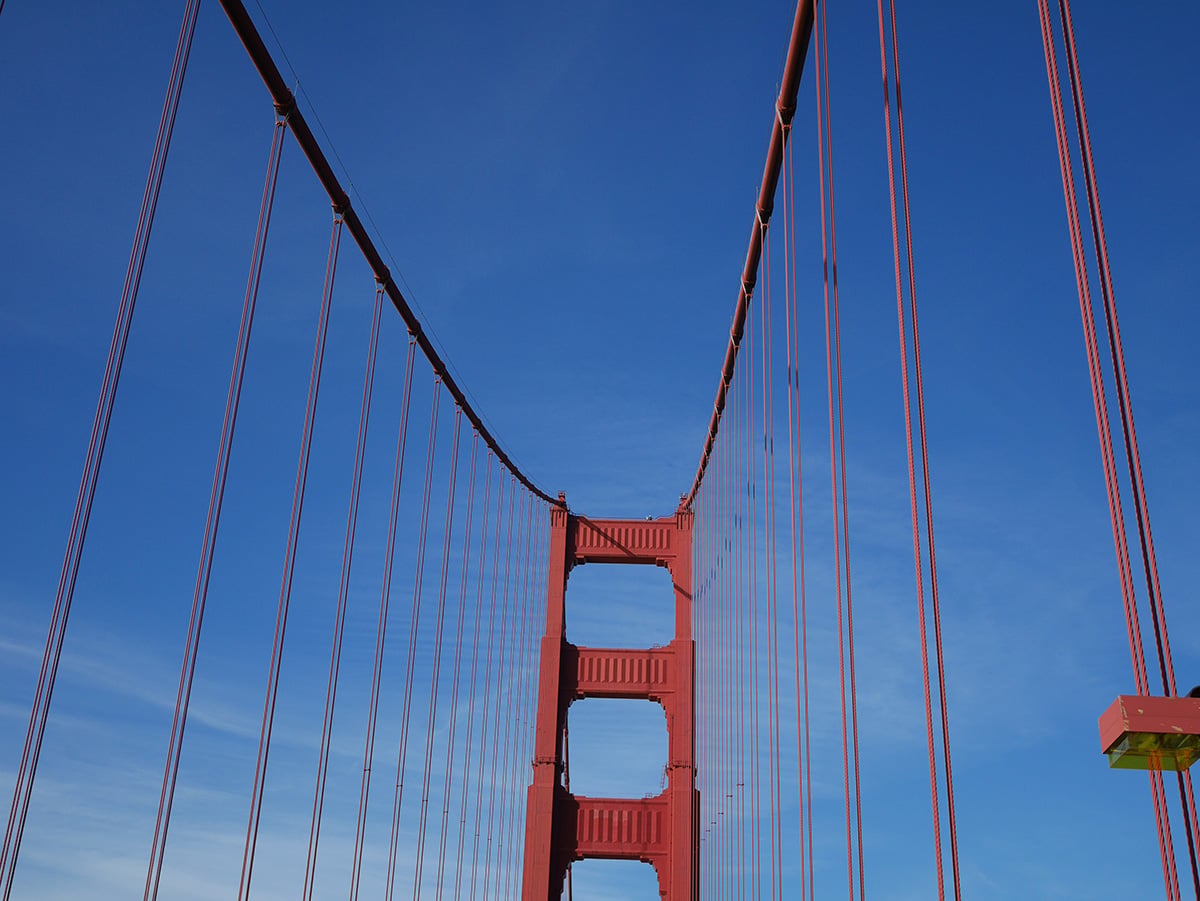 My pic of the top of the Golden Gate bridge from the rooftop of the hop on hop off bus