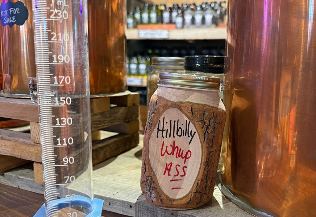 Jar of Hillbilly Whup Ass at Tennessee Moonshine