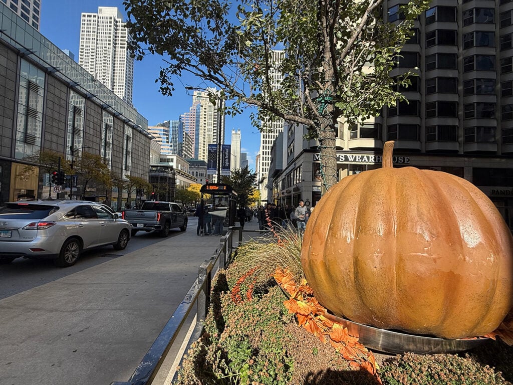 Pumpkin garden art on Mag Mile