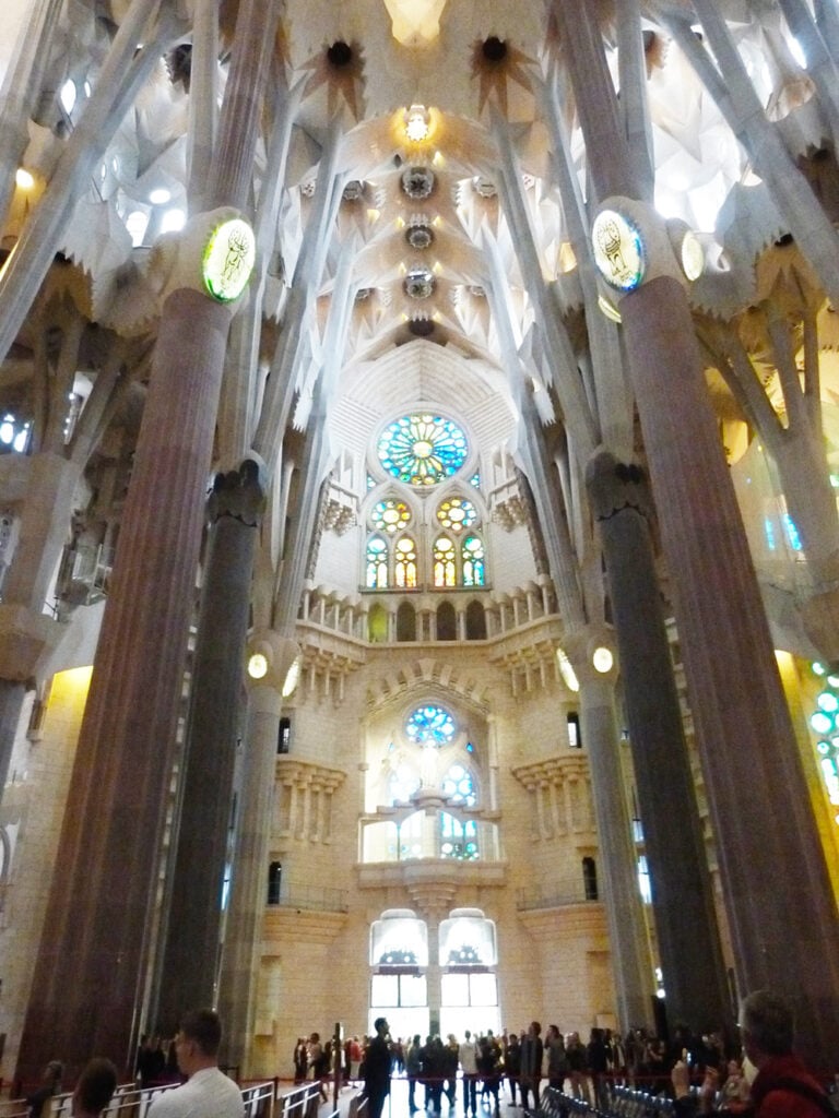 Inside Sagrada Familia with amazing lighting