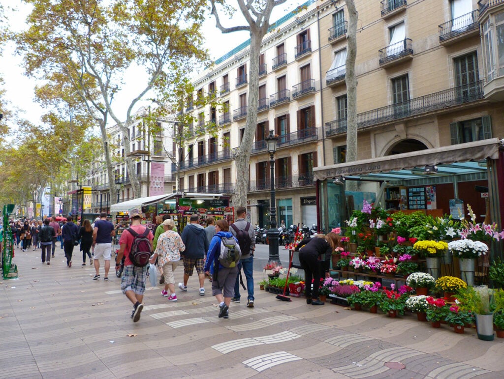 Walking along Las Ramblas