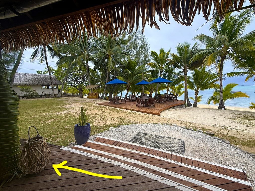 Tamanu restaurant with wicker lantern on the deck