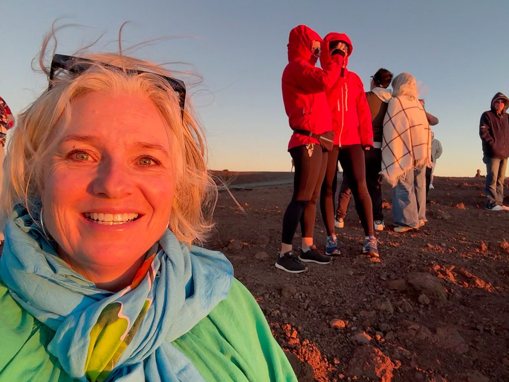 Megan at top of Mt Haleakala