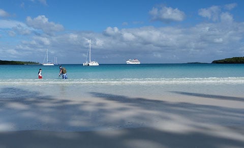Cruise ship at Kuto Bay Isle of Pines
