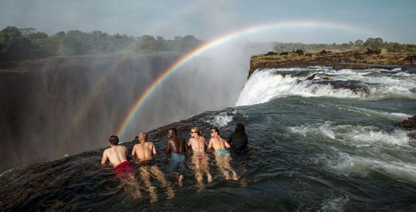 Tourists in Devils Pool Zambia