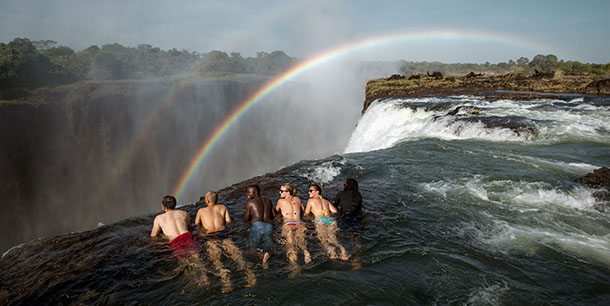 Tourists in Devils Pool Zambia