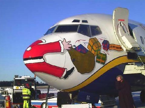 Santa on a plane