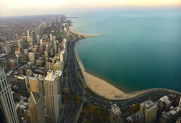 Vue depuis le salon Signature, Hancock Center Chicago